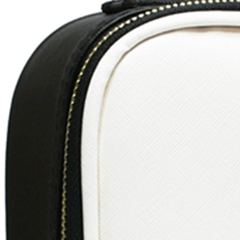 Cosmetic Storage Bag PU Leather Large Capacity Waterproof Adjustable Partition Makeup Case for Travel Black White