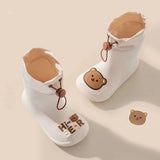 Children Rain Boot Anti Slip Waterproof Rain Boots Beam Port Cartoon Student Water Shoes for Boys Girls With Drawstring Rice White Bear 16 - Close-Up Angle