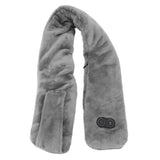 Heating Scarf USB Powered Soft Warm Soreness Relief Vibration Massage Pure Color Heated Neck Wrap for Adult Elderly Dark Gray - Front View