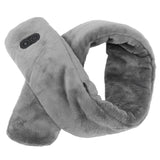 Heating Scarf USB Powered Soft Warm Soreness Relief Vibration Massage Pure Color Heated Neck Wrap for Adult Elderly Dark Gray - Close-Up Angle
