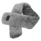 Heating Scarf USB Powered Soft Warm Soreness Relief Vibration Massage Pure Color Heated Neck Wrap for Adult Elderly Dark Gray