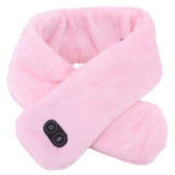 Heating Scarf USB Powered Soft Warm Soreness Relief Vibration Massage Pure Color Heated Neck Wrap for Adult Elderly Pink