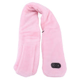 Heating Scarf USB Powered Soft Warm Soreness Relief Vibration Massage Pure Color Heated Neck Wrap for Adult Elderly Pink - Front View