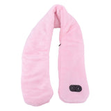Heating Scarf USB Powered Soft Warm Soreness Relief Vibration Massage Pure Color Heated Neck Wrap for Adult Elderly Pink