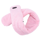 Heating Scarf USB Powered Soft Warm Soreness Relief Vibration Massage Pure Color Heated Neck Wrap for Adult Elderly Pink - Top-Down View