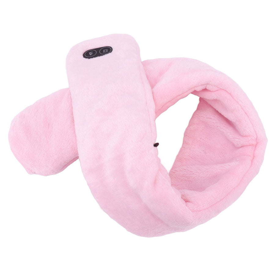 Heating Scarf USB Powered Soft Warm Soreness Relief Vibration Massage Pure Color Heated Neck Wrap for Adult Elderly Pink