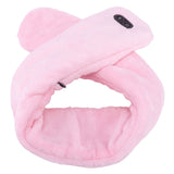 Heating Scarf USB Powered Soft Warm Soreness Relief Vibration Massage Pure Color Heated Neck Wrap for Adult Elderly Pink - Rear View