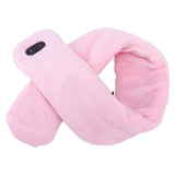 Heating Scarf USB Powered Soft Warm Soreness Relief Vibration Massage Pure Color Heated Neck Wrap for Adult Elderly Pink - Close-Up Angle