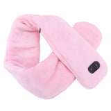 Heating Scarf USB Powered Soft Warm Soreness Relief Vibration Massage Pure Color Heated Neck Wrap for Adult Elderly Pink - Low Angle