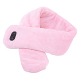 Heating Scarf USB Powered Soft Warm Soreness Relief Vibration Massage Pure Color Heated Neck Wrap for Adult Elderly Pink - Extra Image