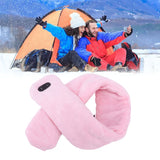 Heating Scarf USB Powered Soft Warm Soreness Relief Vibration Massage Pure Color Heated Neck Wrap for Adult Elderly Pink