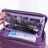 Travel Underwear Organizer Positive Ion Oxford Fabric Large Capacity Travel Bra Organizer for Underwear Women Travel Purple - Top-Down View