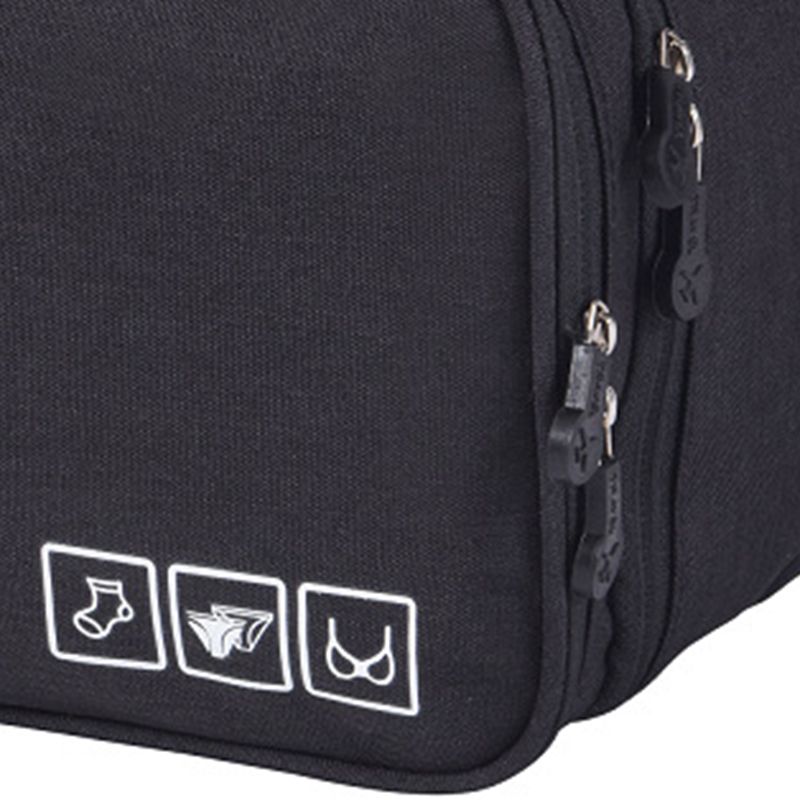 Travel Underwear Organizer Positive Ion Oxford Fabric Large Capacity Travel Bra Organizer for Underwear Women Travel Black