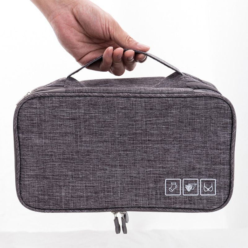 Travel Underwear Organizer Positive Ion Oxford Fabric Large Capacity Travel Bra Organizer for Underwear Women Travel Grey