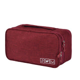 Travel Underwear Organizer Positive Ion Oxford Fabric Large Capacity Travel Bra Organizer for Underwear Women Travel Wine Red