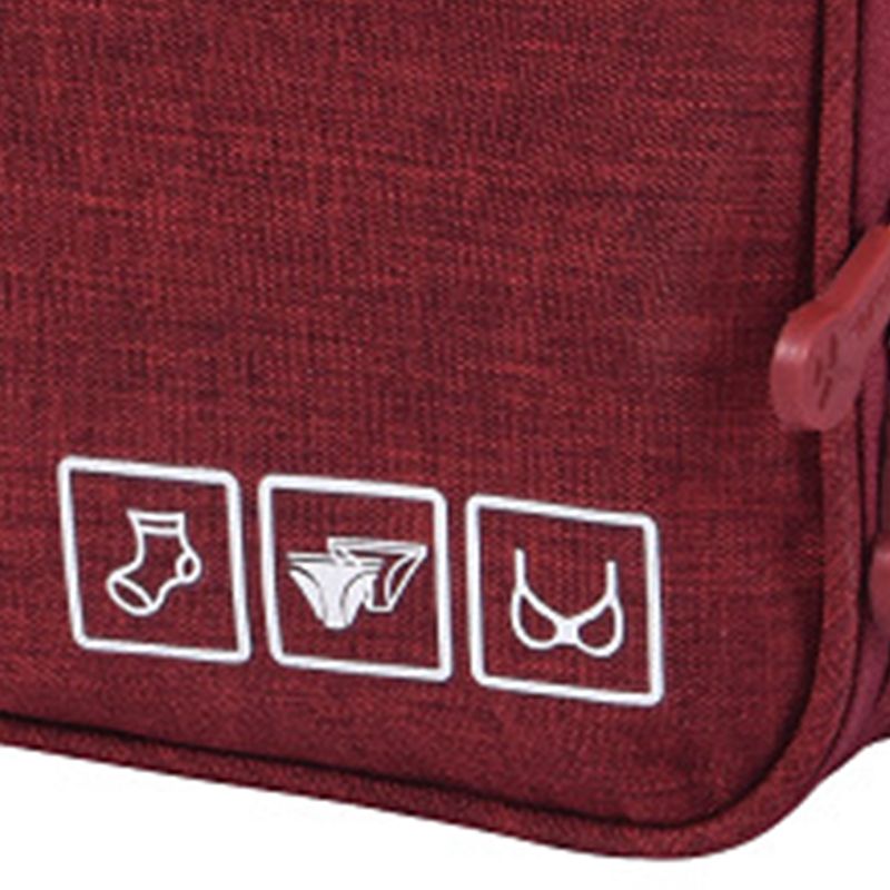 Travel Underwear Organizer Positive Ion Oxford Fabric Large Capacity Travel Bra Organizer for Underwear Women Travel Wine Red