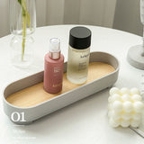 Narrow Arc Tray Simple Fashionable Versatile Decorative Home Oval Serving Storage Tray for Makeup Fragrance White