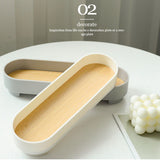 Narrow Arc Tray Simple Fashionable Versatile Decorative Home Oval Serving Storage Tray for Makeup Fragrance White - Side View