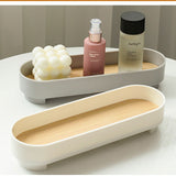Narrow Arc Tray Simple Fashionable Versatile Decorative Home Oval Serving Storage Tray for Makeup Fragrance White - Close-Up Angle