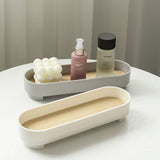 Narrow Arc Tray Simple Fashionable Versatile Decorative Home Oval Serving Storage Tray for Makeup Fragrance White - Low Angle