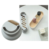 Narrow Arc Tray Simple Fashionable Versatile Decorative Home Oval Serving Storage Tray for Makeup Fragrance Gray - Top-Down View