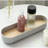 Narrow Arc Tray Simple Fashionable Versatile Decorative Home Oval Serving Storage Tray for Makeup Fragrance Gray