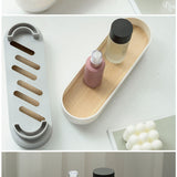 Narrow Arc Tray Simple Fashionable Versatile Decorative Home Oval Serving Storage Tray for Makeup Fragrance Gray