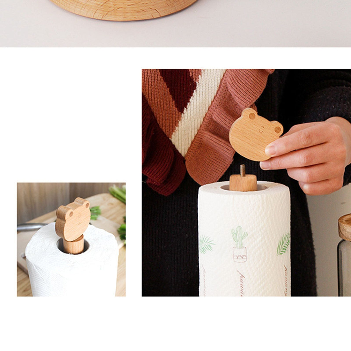 Wooden Tissue Holder Cute Animals Shape Facial Napkin Stand Toilet Paper Holder Store Shelves for Kitchen Bedroom Cat