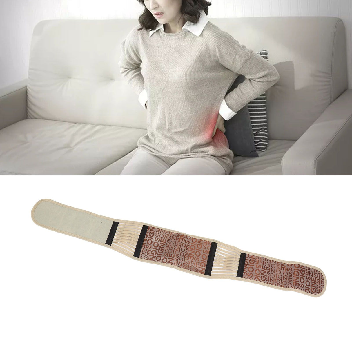 Magnetic Lower Back Support Soft Breathable Nylon Self Heating Magnetic Waist Back Brace Support for The Elderly Khaki