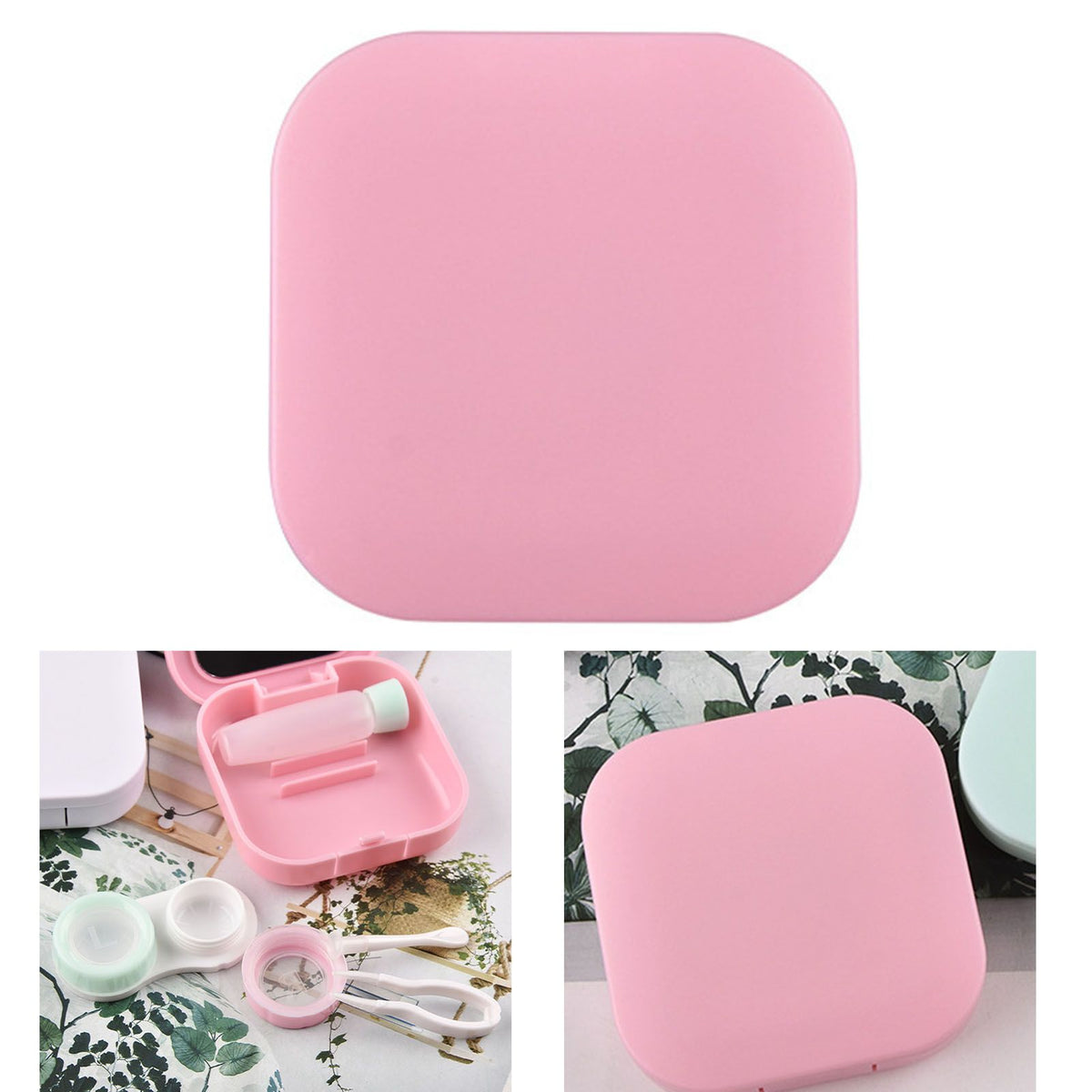 Contact Lens Box Plastic Leakage Proof Dustproof Portable Square Contact Lens Case Pink