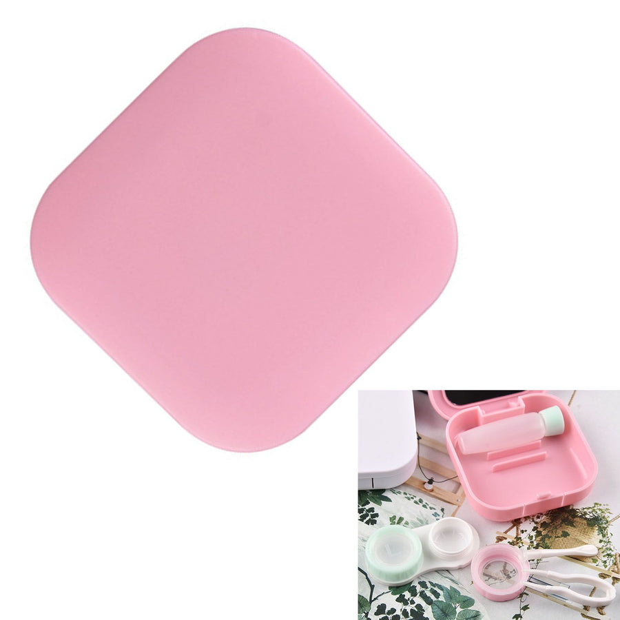 Contact Lens Box Plastic Leakage Proof Dustproof Portable Square Contact Lens Case Pink