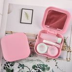 Contact Lens Box Plastic Leakage Proof Dustproof Portable Square Contact Lens Case Pink