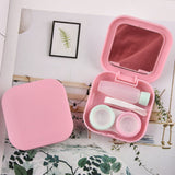 Contact Lens Box Plastic Leakage Proof Dustproof Portable Square Contact Lens Case Pink - Rear View