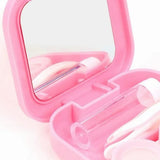 Contact Lens Box Plastic Leakage Proof Dustproof Portable Square Contact Lens Case Pink - Close-Up Angle