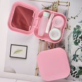 Contact Lens Box Plastic Leakage Proof Dustproof Portable Square Contact Lens Case Pink