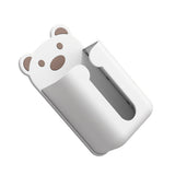 Wall Mounted Tissue Box Punching Free Cute Bear Pattern Plastic Tissue Dispenser for Home Bathroom White Bear Brown - Front View