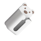 Wall Mounted Tissue Box Punching Free Cute Bear Pattern Plastic Tissue Dispenser for Home Bathroom White Bear Brown - Side View