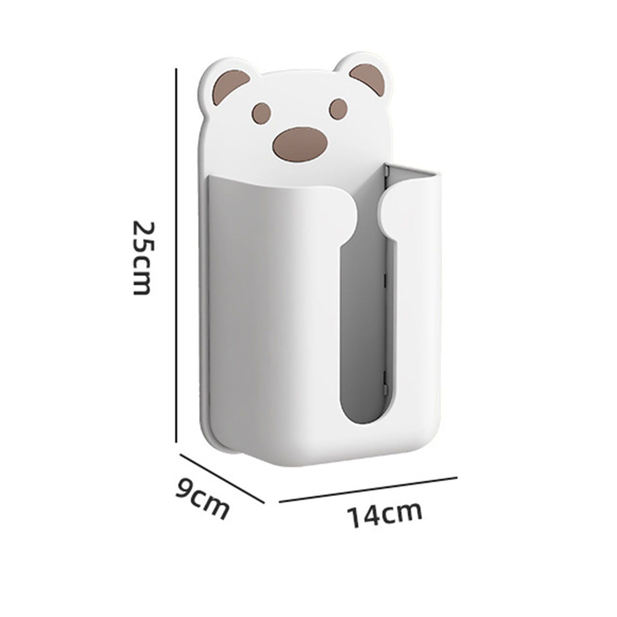 Wall Mounted Tissue Box Punching Free Cute Bear Pattern Plastic Tissue Dispenser for Home Bathroom White Bear Brown