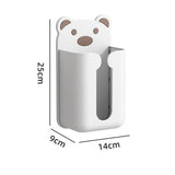 Wall Mounted Tissue Box Punching Free Cute Bear Pattern Plastic Tissue Dispenser for Home Bathroom White Bear Brown