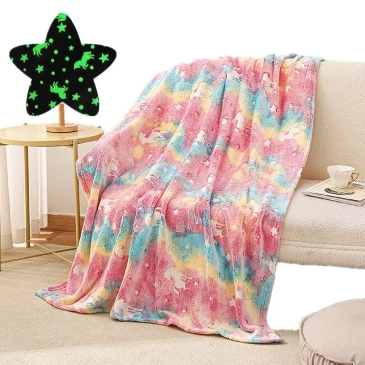 Flannel Blanket Colorful Animal Style Double Sided Luminous Flannel Blanket for Office