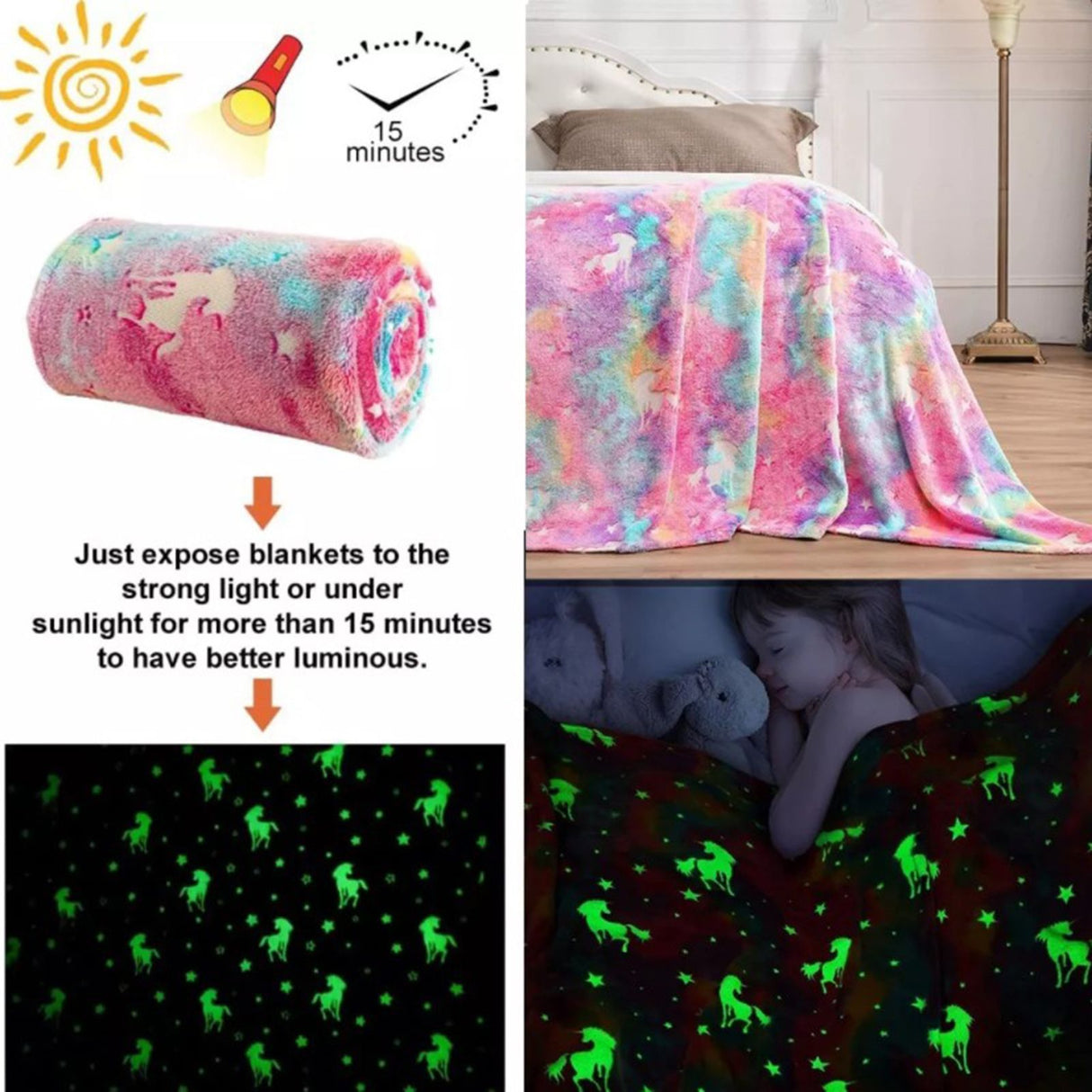 Flannel Blanket Colorful Animal Style Double Sided Luminous Flannel Blanket for Office