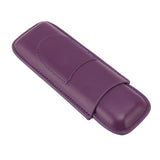 Cigar Case Elegant Vintage Hand Crafted Slim Portable 2 Fingers Cigar Holder for Travel Party Business Purple - Front View