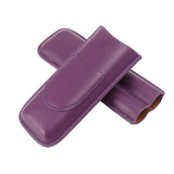 Cigar Case Elegant Vintage Hand Crafted Slim Portable 2 Fingers Cigar Holder for Travel Party Business Purple