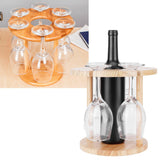 Wooden Wine Rack Glass Cup Holder Organizer Tabletop Display for 6 Glass and 1 Wine Bottle - Extra Image