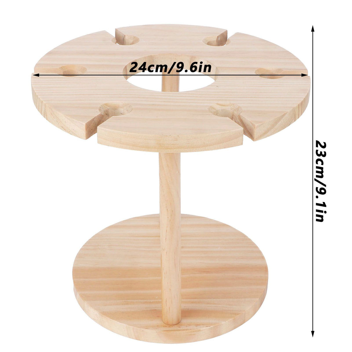Wooden Wine Rack Glass Cup Holder Organizer Tabletop Display for 6 Glass and 1 Wine Bottle