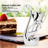 7Pcs/Set Zinc Alloy Dinnerware Swan Holder Tableware with 3 Spoons 3 Forks Home Decoration - Extra Image
