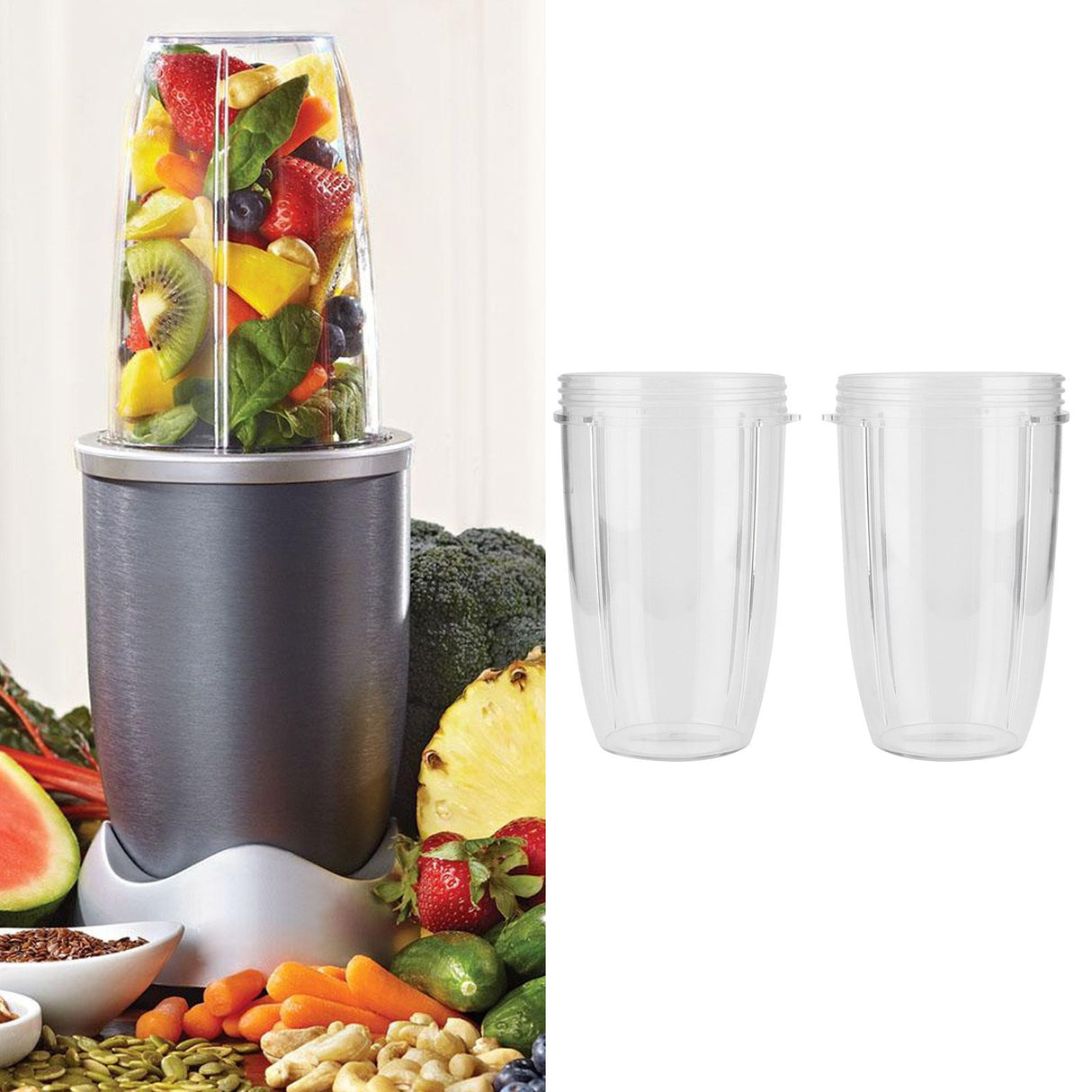 2Pcs Juicer Cup Transparent Mug Replacement Food Blender Accessory Fit for 600W 900W