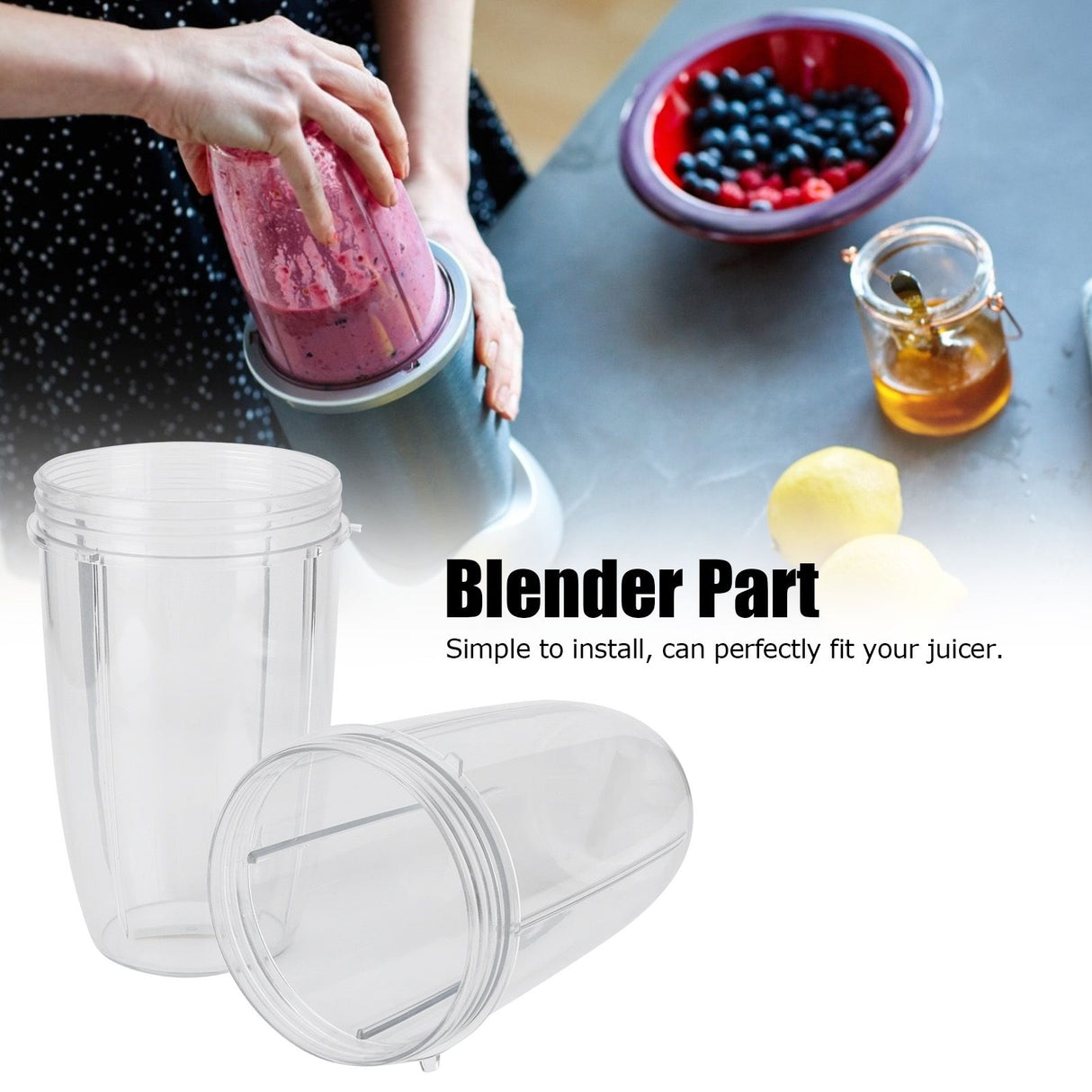 2Pcs Juicer Cup Transparent Mug Replacement Food Blender Accessory Fit for 600W 900W