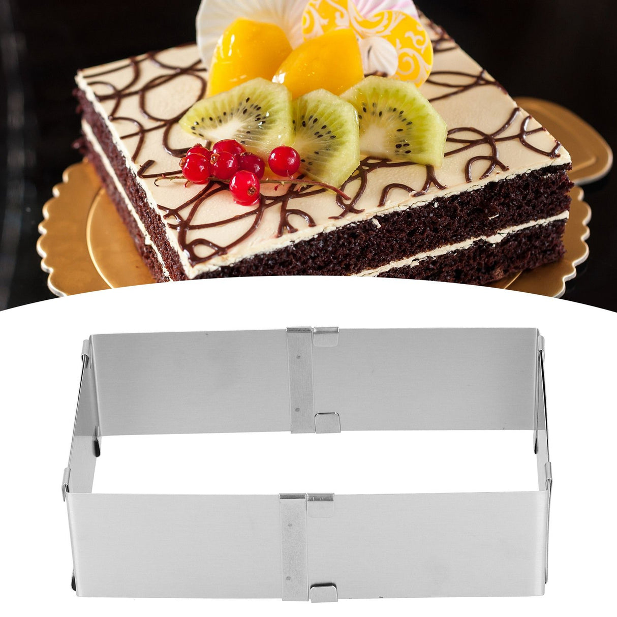 Stainless Steel Square Mousse Ring Retractable Biscuits Cake Mold Kitchen DIY Baking ToolsS 10~18cm
