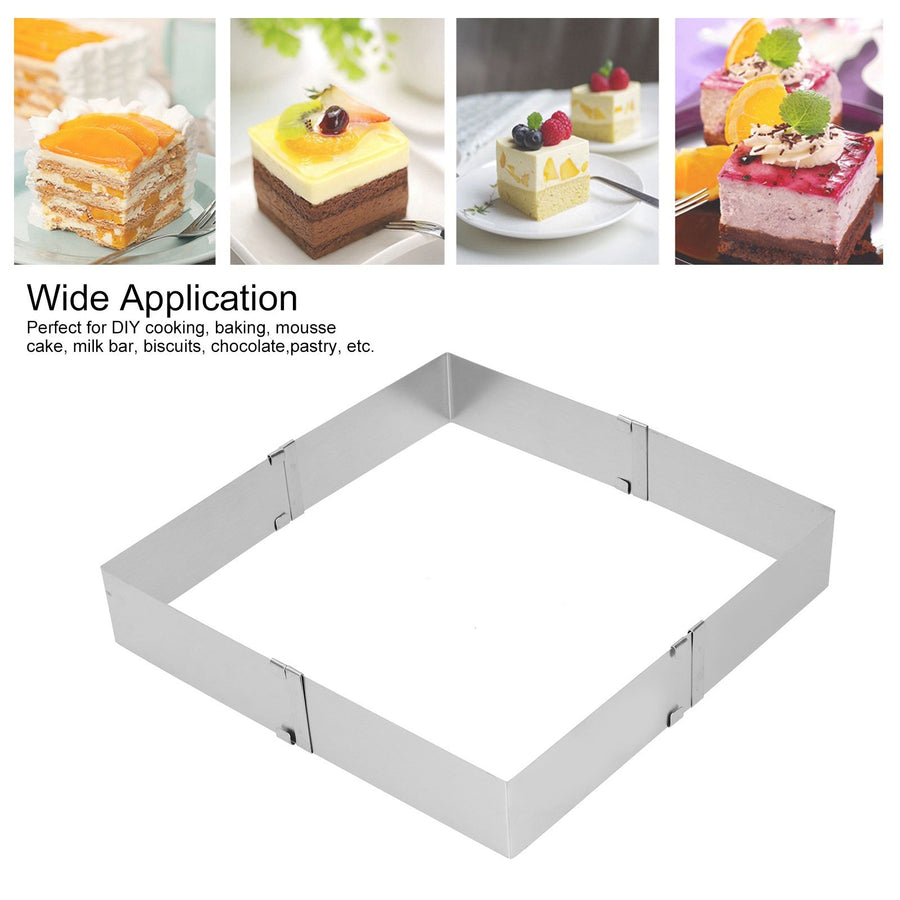 Stainless Steel Square Mousse Ring Retractable Biscuits Cake Mold Kitchen DIY Baking ToolsL 16~28cm